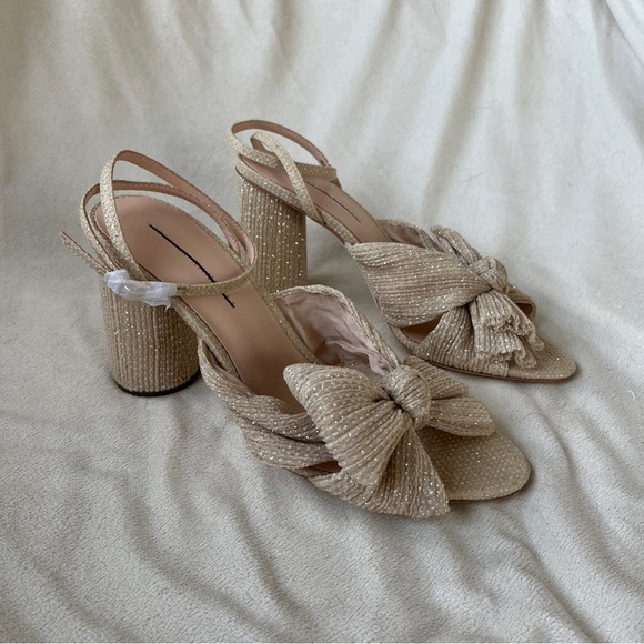 Loeffler Randall Camellia Sandals in Cream Sparkle Size 9.5 NWOT - Picture 2 of 8